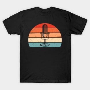 Podcast Radio Microphone Podcaster Retro Sun T-Shirt